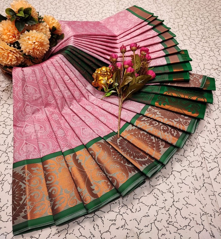 3D Embossed Pattu Sarees