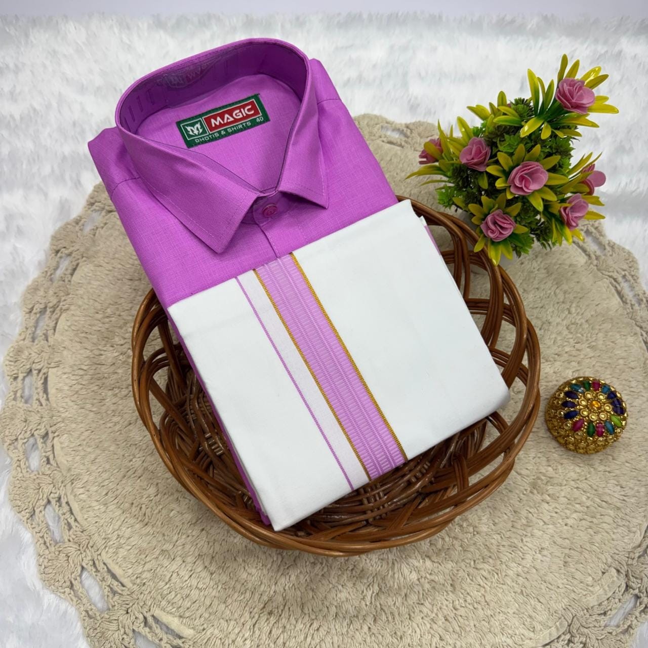 Cotton Dhoti & Shirt
